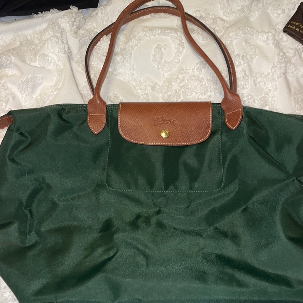 Longchamp large tote in hunter green